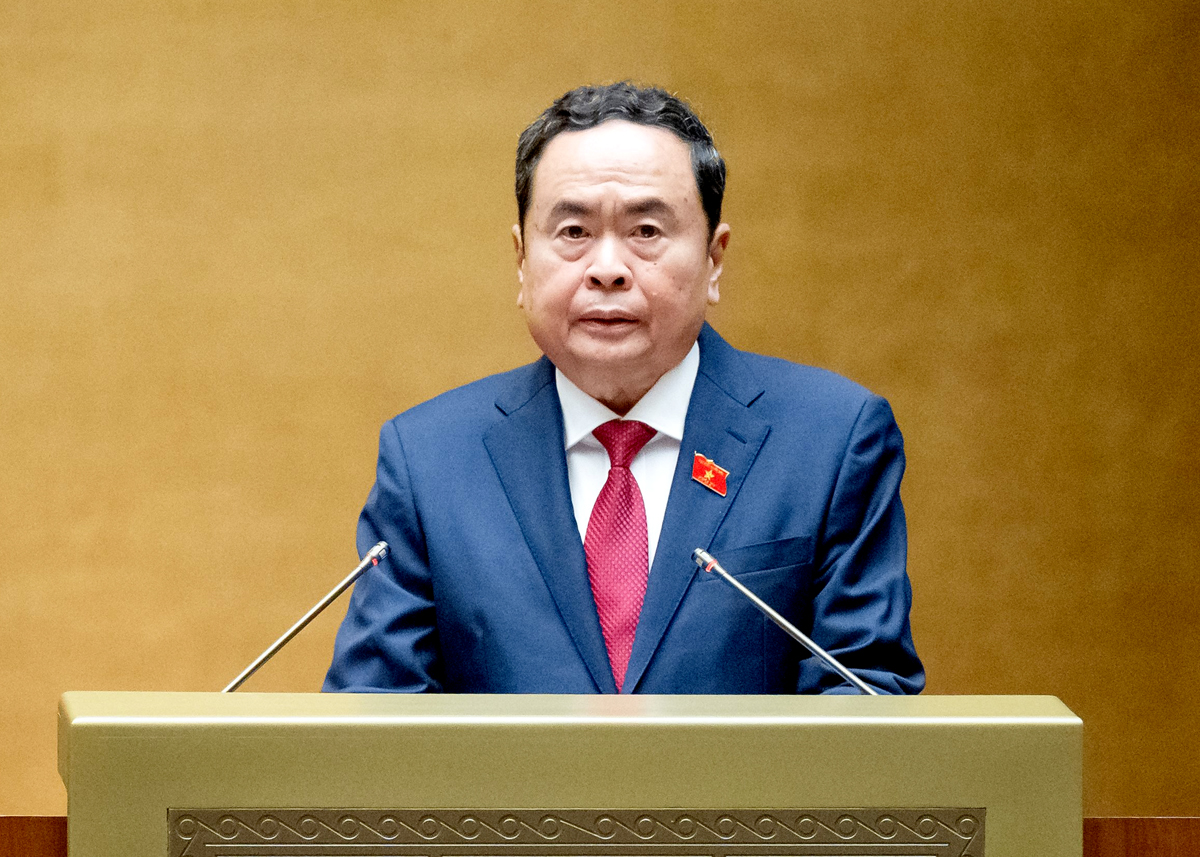 Chủ tịch Quốc hội Trần Thanh Mẫn phát biểu điều hành phiên chất vấn. Ảnh: CTV