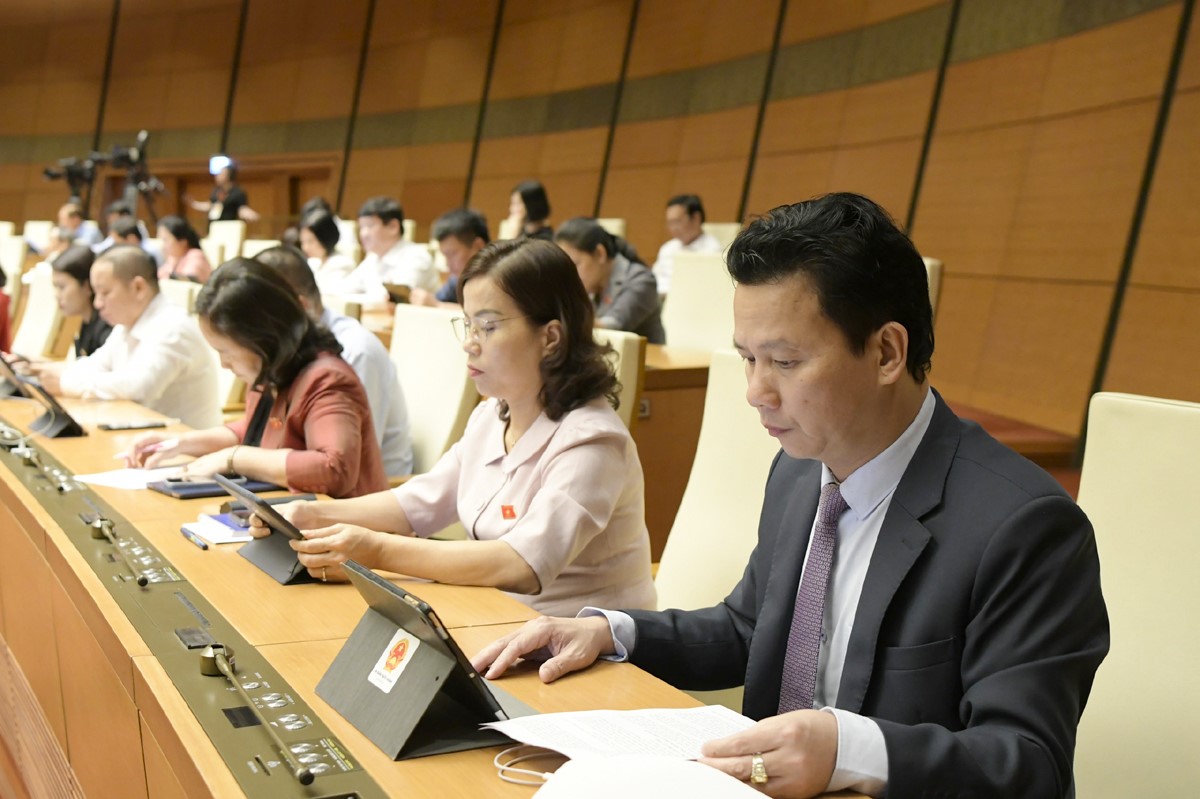 Đoàn ĐBQH tỉnh Hà Giang tại phiên họp. Ảnh: CTV