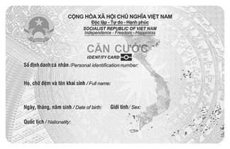 Mặt trước của thẻ căn cước cấp cho công dân dưới 6 tuổi từ ngày 1/7/2024.