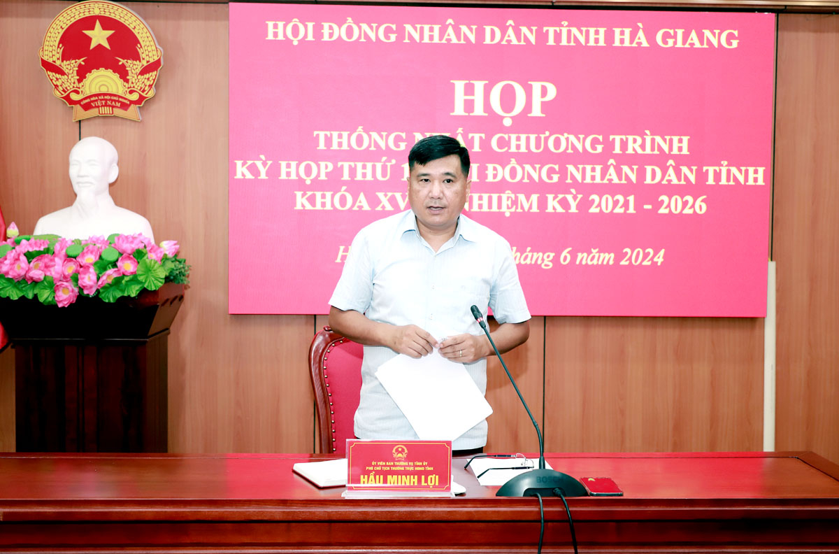 Phó Chủ tịch Thường trực HĐND tỉnh Hầu Minh Lợi kết luận cuộc họp.