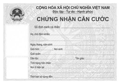 Mặt trước của giấy chứng nhận căn cước được cấp cho người gốc Việt Nam chưa xác định được quốc tịch đang sinh sống tại Việt Nam từ ngày 1/7/2024.