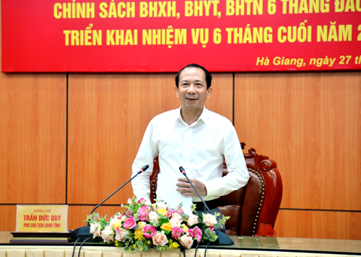 Phó Chủ tịch UBND tỉnh Trần Đức Quý phát biểu kết luận hội nghị
