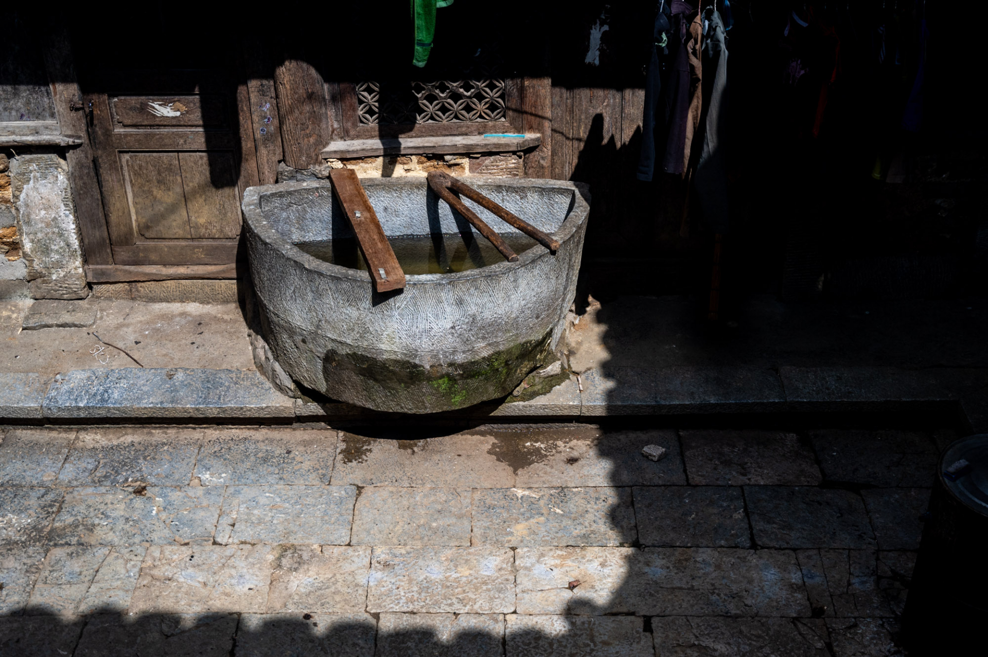 A crescent-shaped bathtub with goat milk was crafted from a single block of stone, weighing hundreds of kilogrammes.