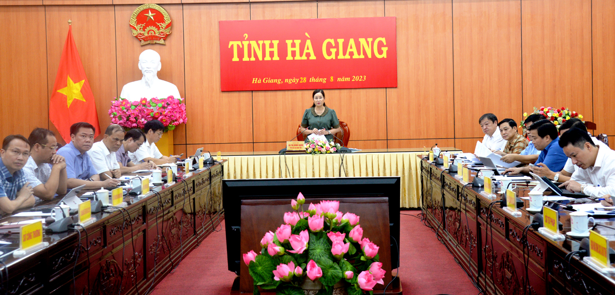 Các đại biểu tham dự hội nghị tại điểm cầu Hà Giang
