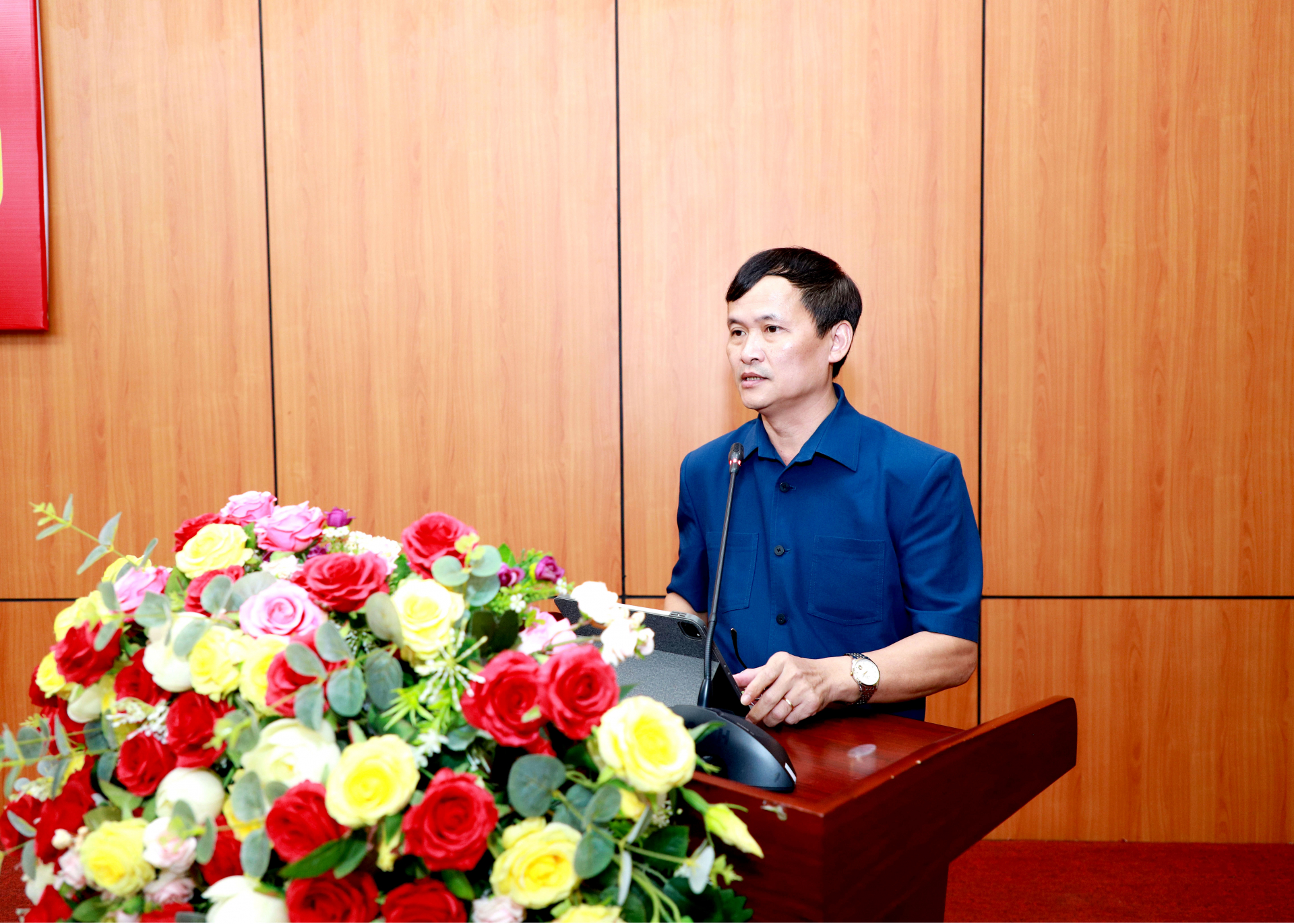 Tân Giám đốc Sở Công thương Triệu Tài Phong phát biểu tại buổi công bố.