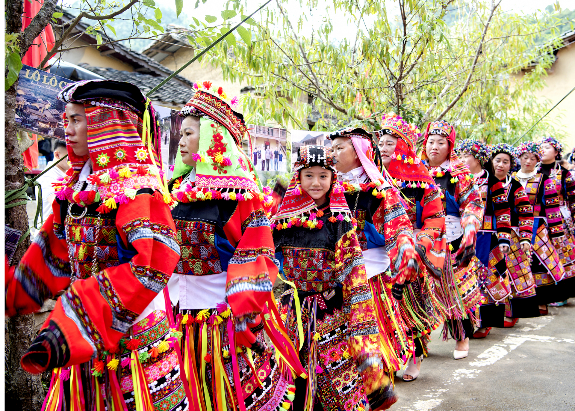 The brilliant colours of the Lo Lo costumes.