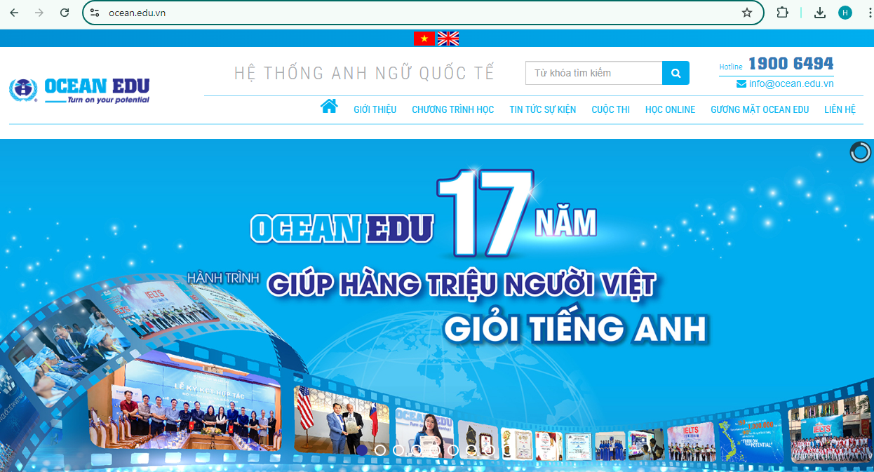 Hệ thống Anh ngữ Quốc tế Ocean Edu khẳng định thương hiệu này chỉ truyền thông trên các kênh chính thống do Ocean Edu mở và quản trị