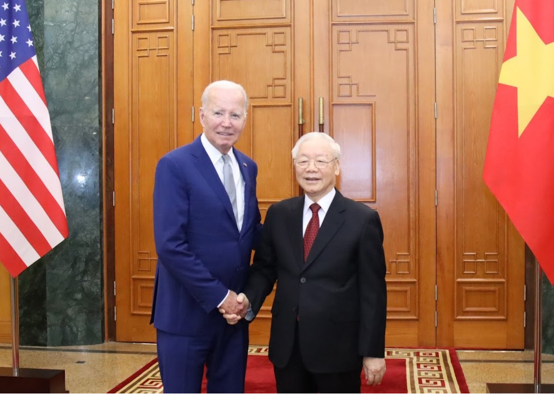 Tổng Bí thư Nguyễn Phú Trọng và Tổng thống Hoa Kỳ Joe Biden. 