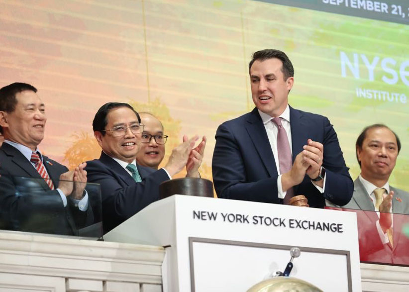 Thủ tướng Chính phủ Phạm Minh Chính rung chuông khai mạc tại Sàn giao dịch chứng khoán New York (NYSE)