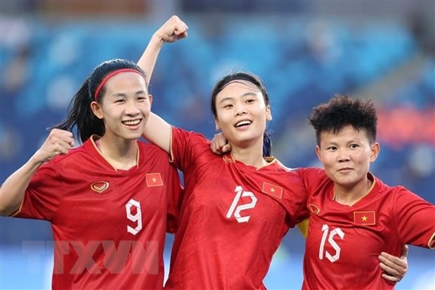 Tiền đạo Hải Yến ghi bàn mở tỷ số cho Đội tuyển Nữ Việt Nam trước Nepal.