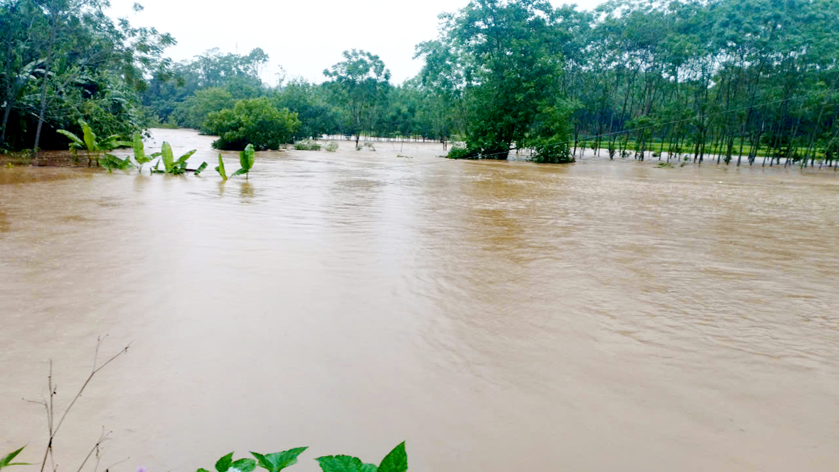 Ngập úng nghiêm trọng tại xã Yên Hà (Quang Bình). Ảnh: CTV 