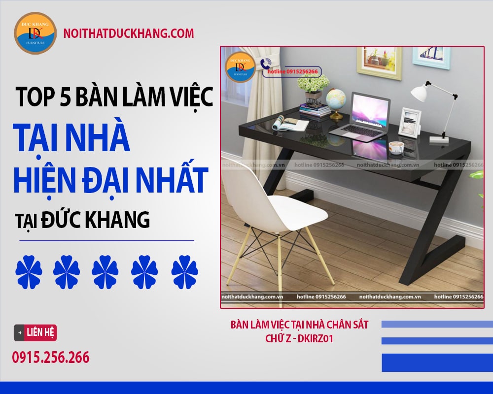 Bàn làm việc tại nhà chân sắt chữ K kèm vách ngăn - DKIRKT03