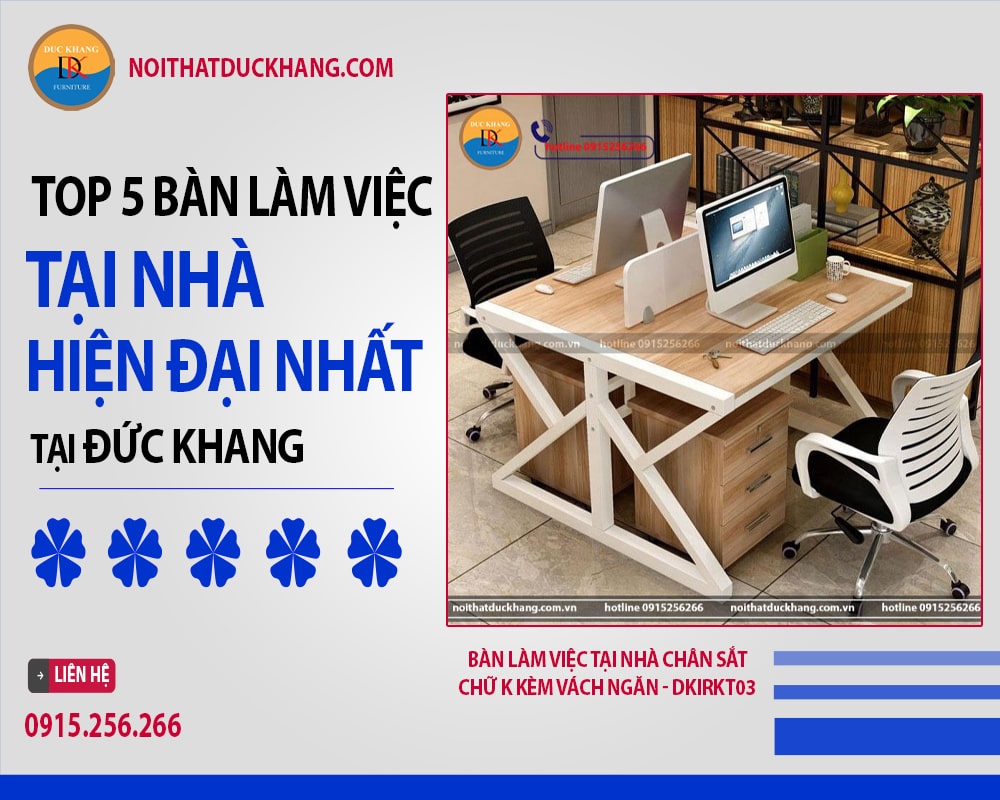 Bàn làm việc tại nhà chân hộp vuông chắc khỏe - IRQV