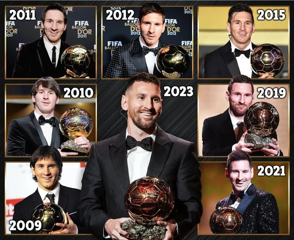 Messi 8 lần giành Quả bóng Vàng.