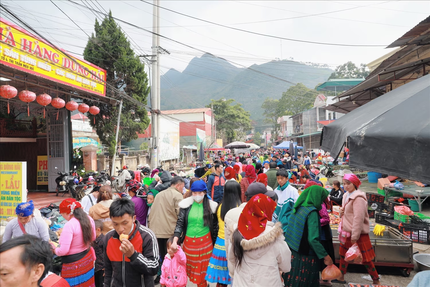 Bustling Meo Vac market