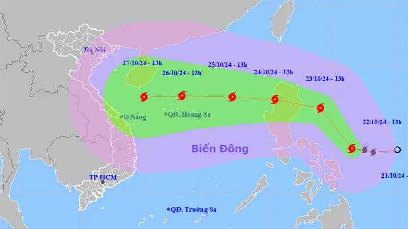 The projected path of Typhoon