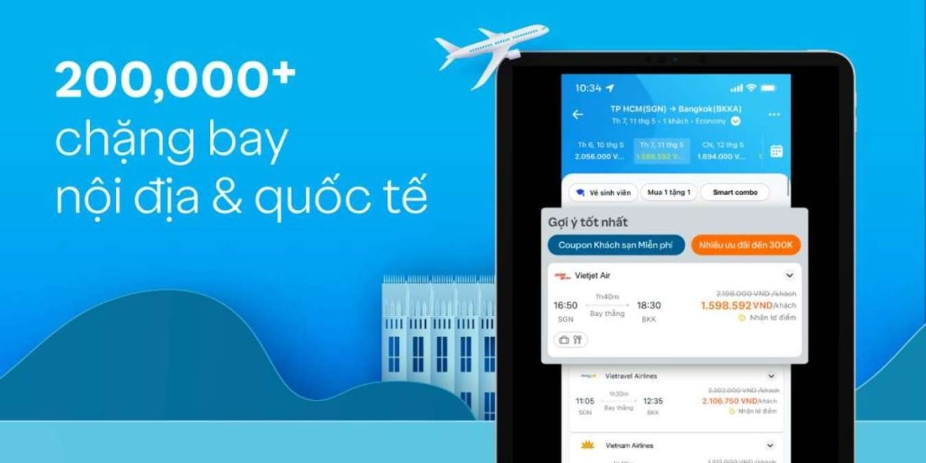 Traveloka có đa dạng các lựa chọn vé máy bay dành cho người dùng