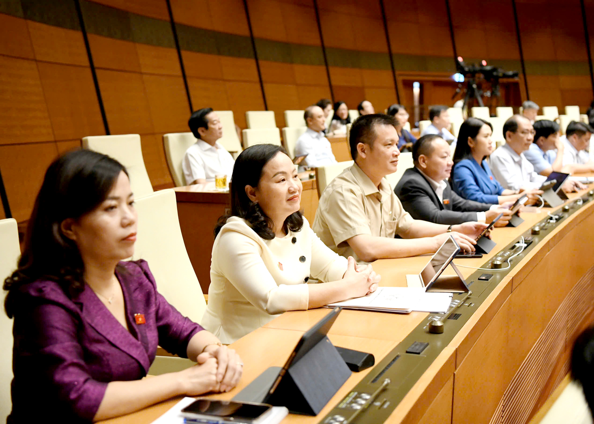 Đoàn ĐBQH tỉnh ta dự phiên thảo luận. Ảnh: CTV