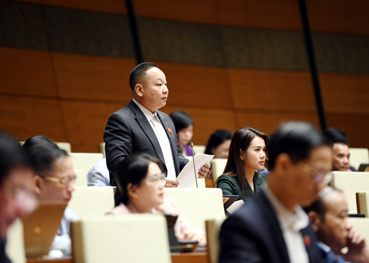 Đại biểu Tráng A Dương phát biểu thảo luận tại phiên họp. Ảnh: CTV