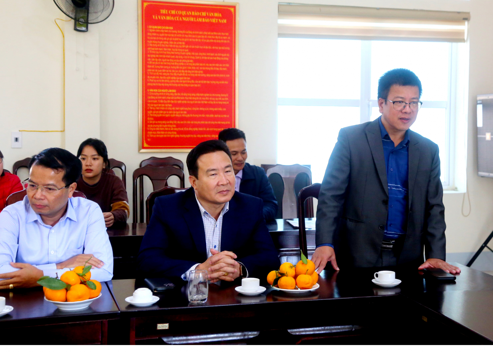 Tổng Biên tập Báo Hà Giang Nguyễn Trung Thu phát biểu chia sẻ hoạt động của Báo Hà Giang với Báo Bà Rịa - Vũng Tàu.