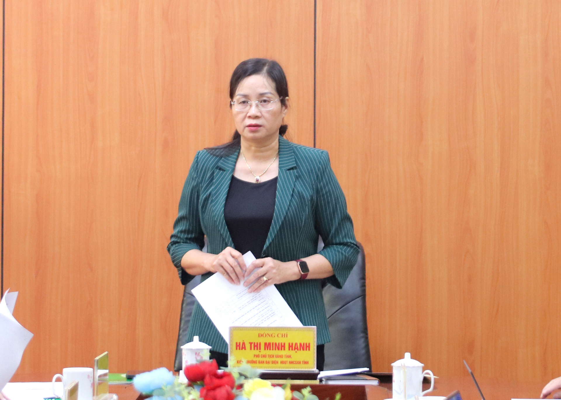 Phó Chủ tịch UBND tỉnh Hà Thị Minh Hạnh kết luận buổi làm việc.