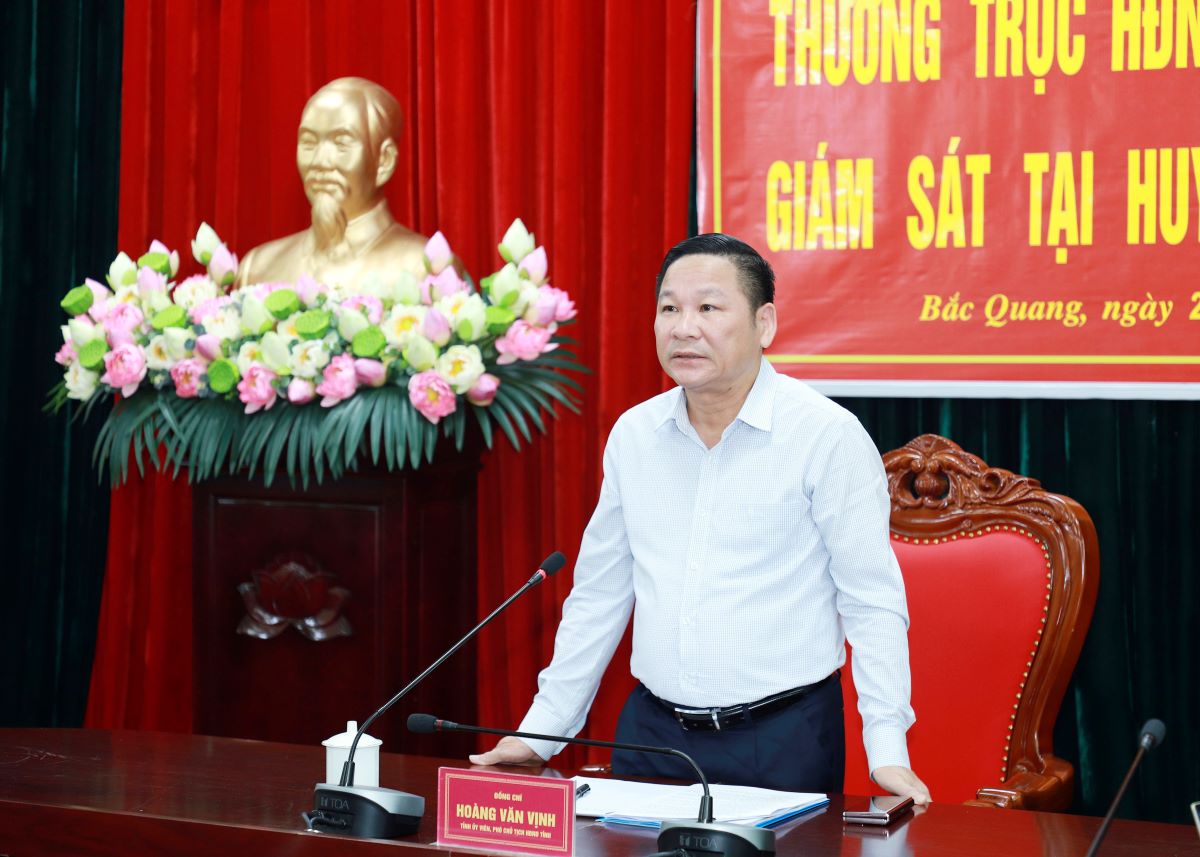Phó Chủ tịch HĐND tỉnh Hoàng Văn Vịnh kết luận buổi giám sát.