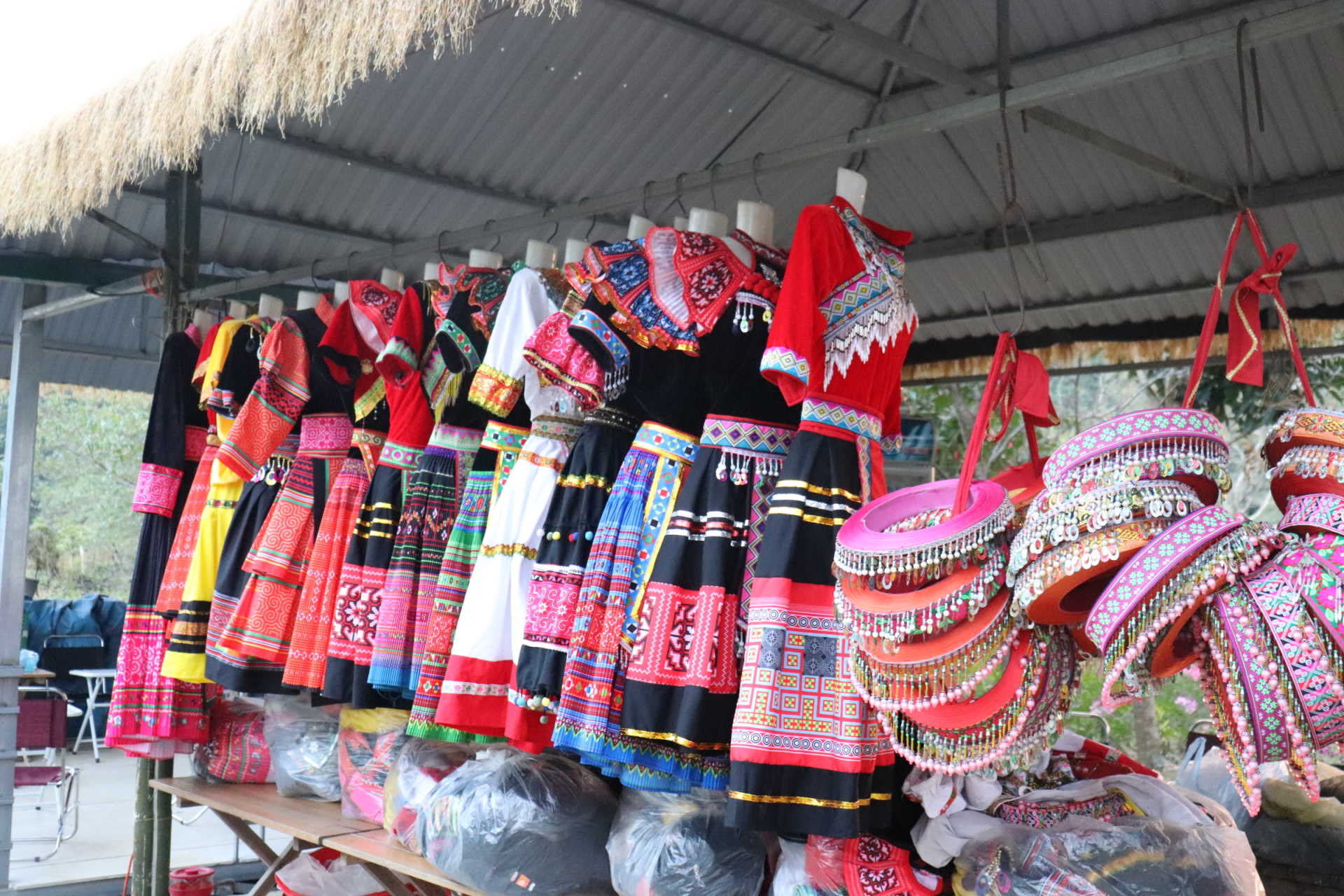 Visitors can hire ethnic costumes to pose for photos with the flowers.