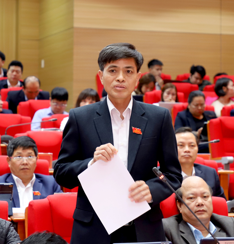 Đại biểu Trần Văn Minh, tổ đại biểu huyện Đồng Văn đề nghị đẩy nhanh tiến độ giải ngân vốn đầu tư công và các chương trình mục tiêu quốc gia; cải cách hành chính, cải thiện môi trường đầu tư.
