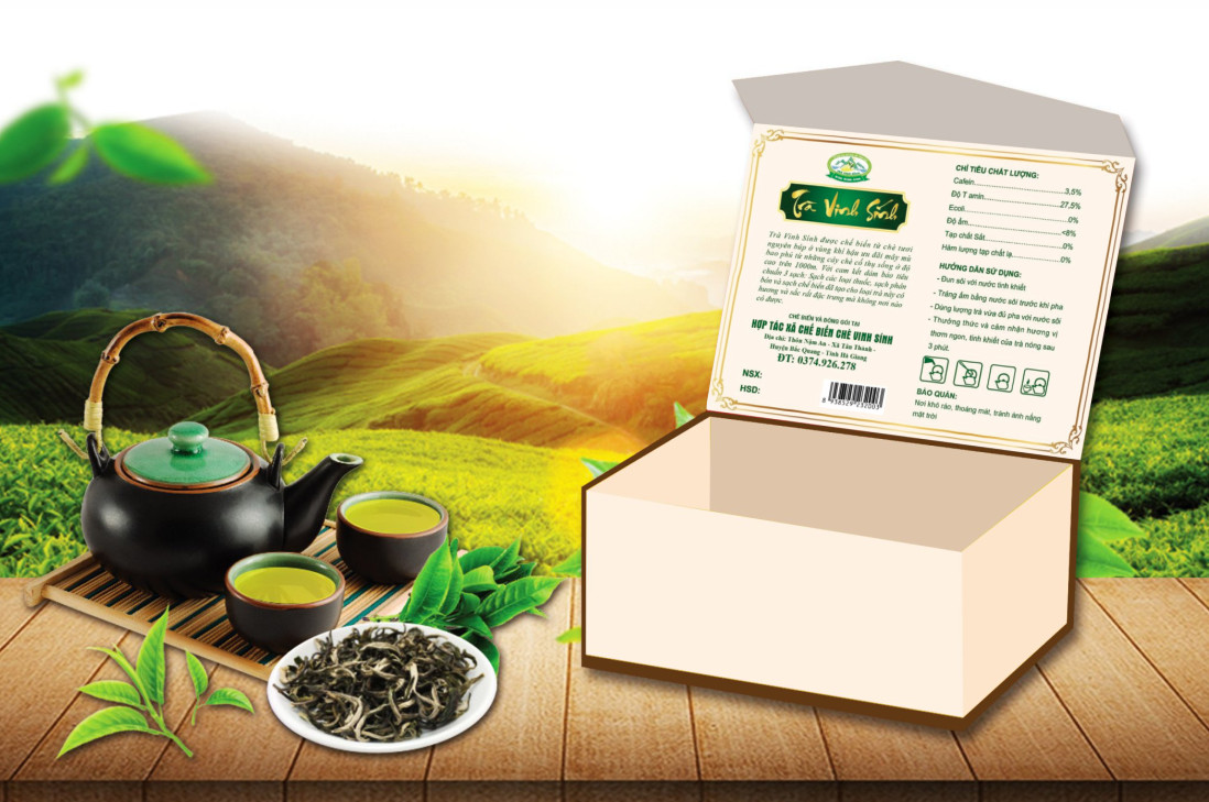 Các sản phẩm trà của HTX được Chương trình hỗ trợ thúc đẩy khởi sự kinh doanh, khởi nghiệp và thu hút đầu tư vùng đồng bào dân tộc thiểu số và miền núi năm 2023 xây dựng bao bì, nhãn mác cho sản phẩm.