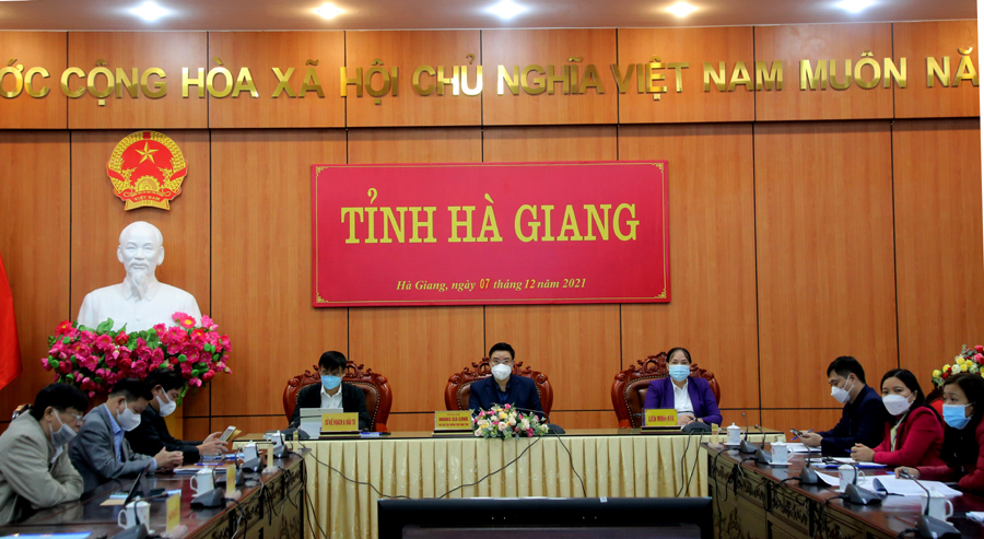 Các đại biểu dự hội nghị tại điểm cầu Hà Giang.