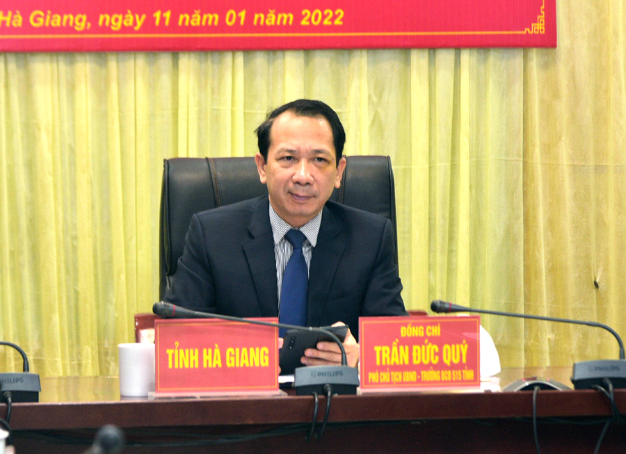 Phó Chủ tịch UBND tỉnh Trần Đức Quý chủ trì hội nghị điểm cầu tỉnh Hà Giang.