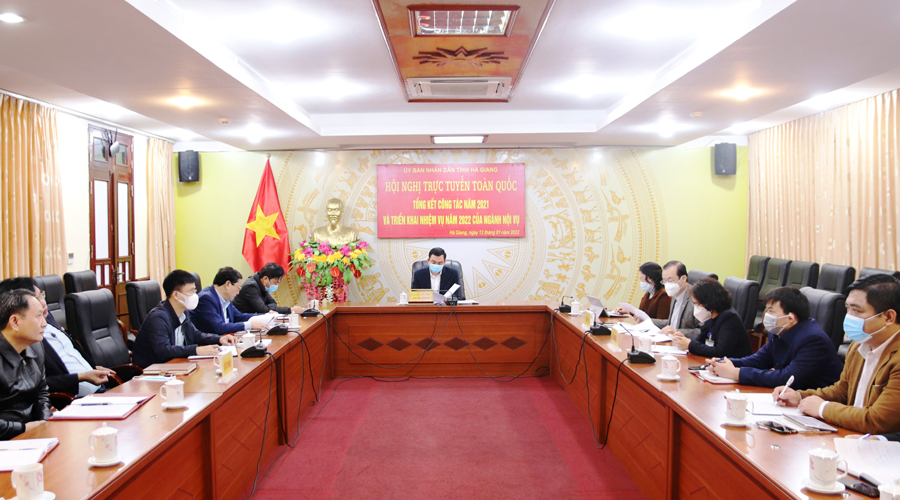 Các đại biểu dự hội nghị tại điểm cầu tỉnh Hà Giang.